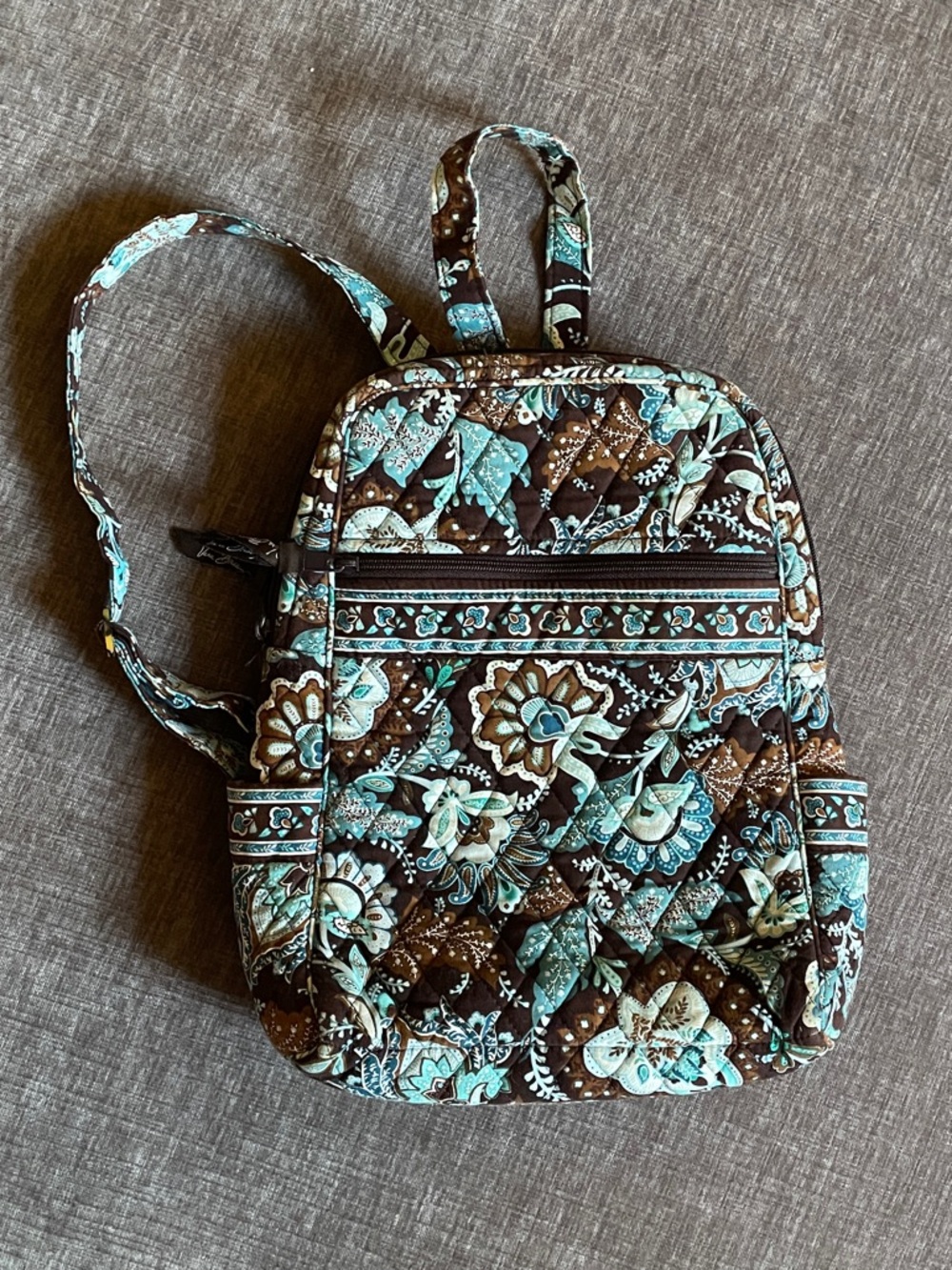 Vera Bradley Quilted Floral Mini Backpack in Java Blue